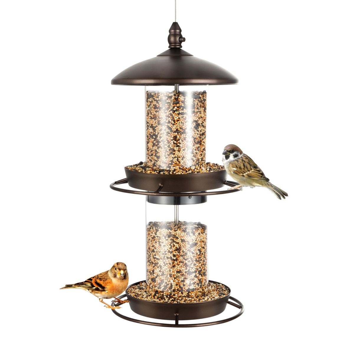 tek NT77259 Backyard Expressions 2-Tier Wild Bird Feeder with Sure-Lock Cap & Hanging Hook - 4.5 lbs Seed Capacity