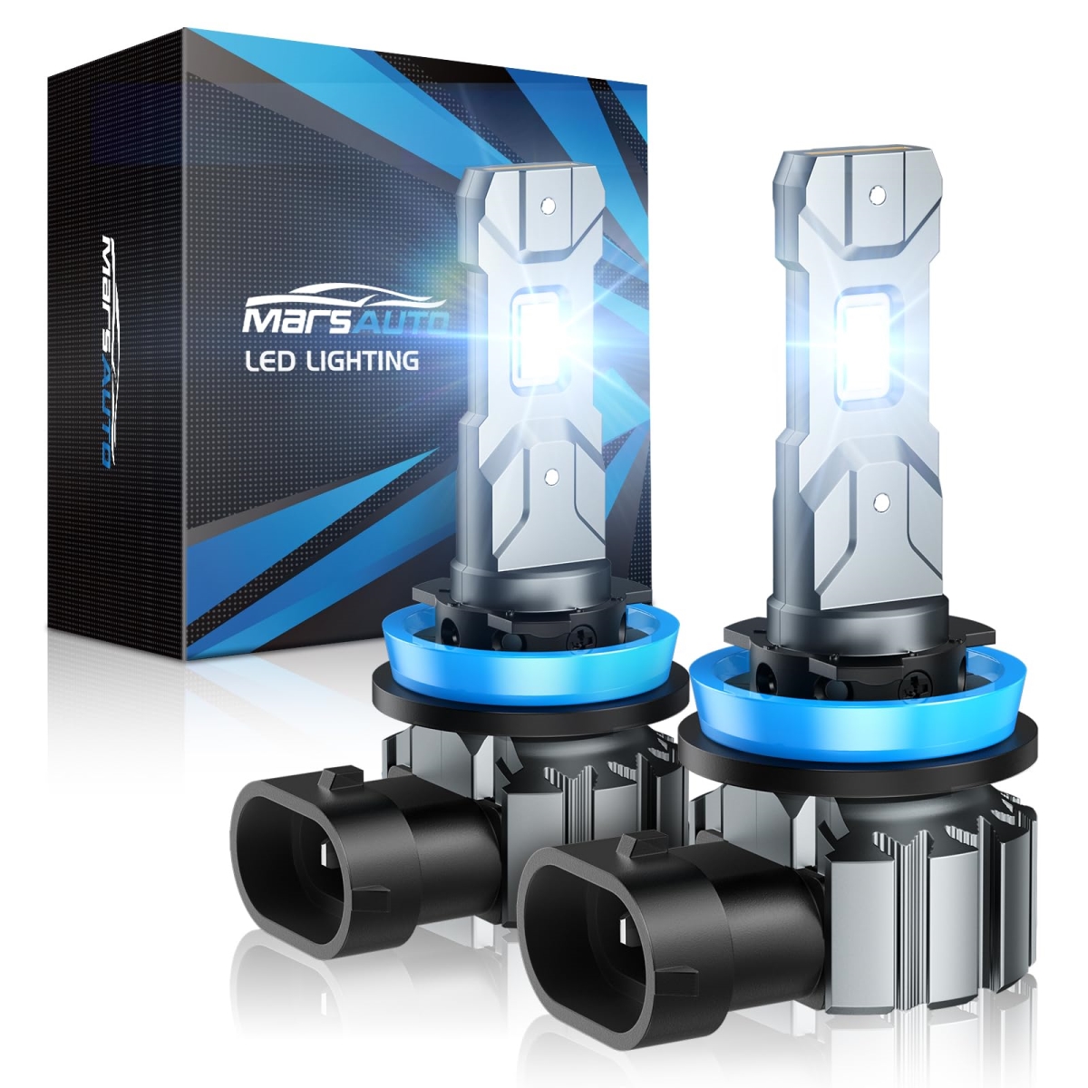 tek  Marsauto M1S H11, H8 & H9 24000 Lumen Super Bright Real 1-1 Design Fog Bulbs - 6000K Cool White, IP68, 3 Min Plug & Play - Pack of 2