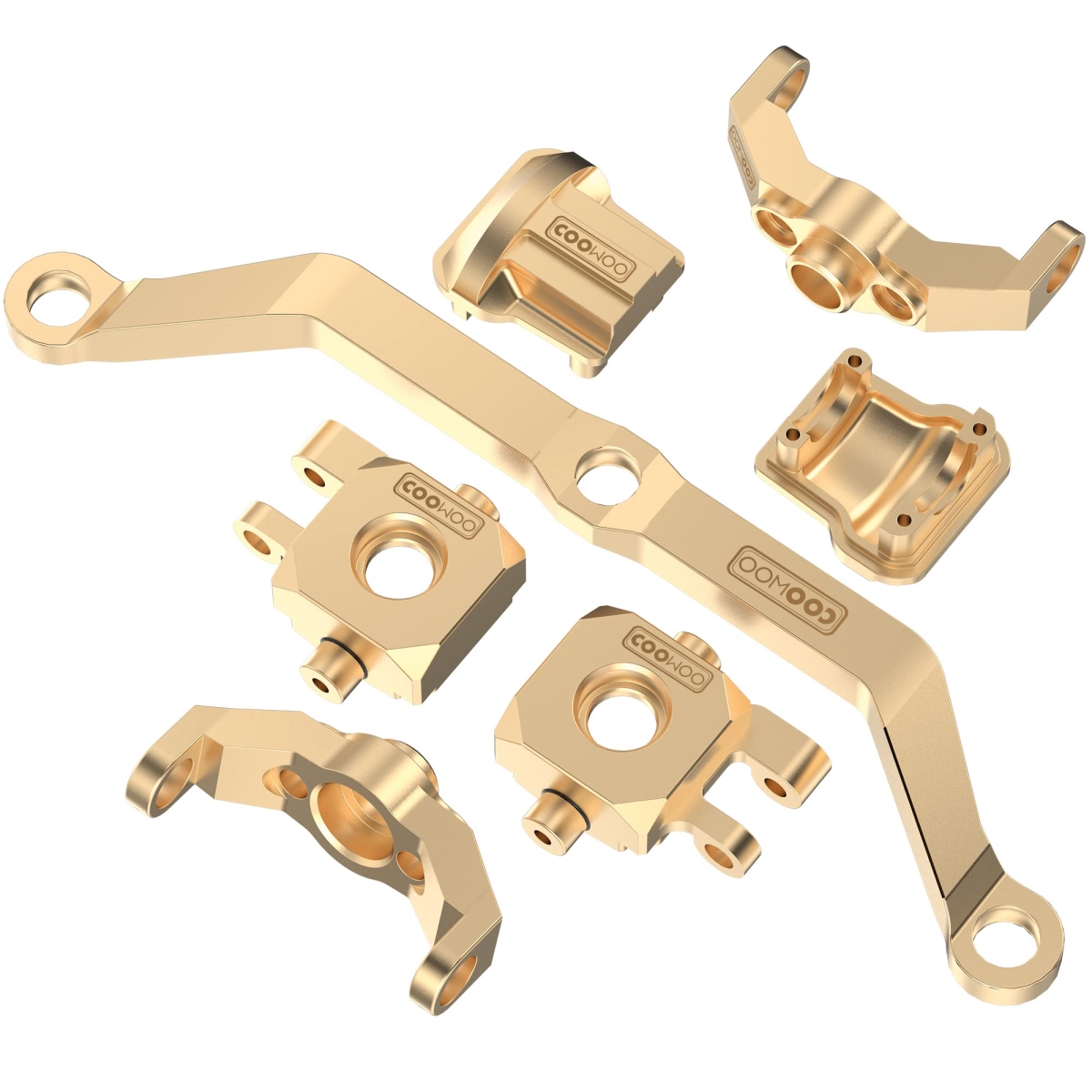Picture of tek NT78241 COOWOO Upgrade Parts Kit Set for TRX-4M with Steering Link&#44; Steering Blocks Knuckle&#44; Caster Blocks C-Hubs&#44; Axle Diff Cover Made of Brass