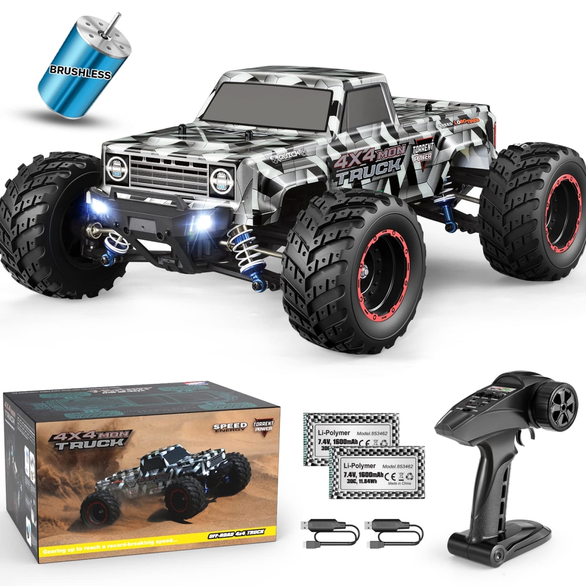 tek NT78338 HAIBOXING 1-12 Scale 55 Km per Hour Top Speed 4 x 4 Off-Road Remote Control Brushless RC Monster Truck for Adults & Boys