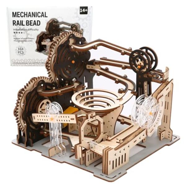 tek NT73976 3D Wooden Puzzles Marble Run Model Building Kits Log Making or No Glue or Other Tools Required for Adults & Kids - 196 Piece