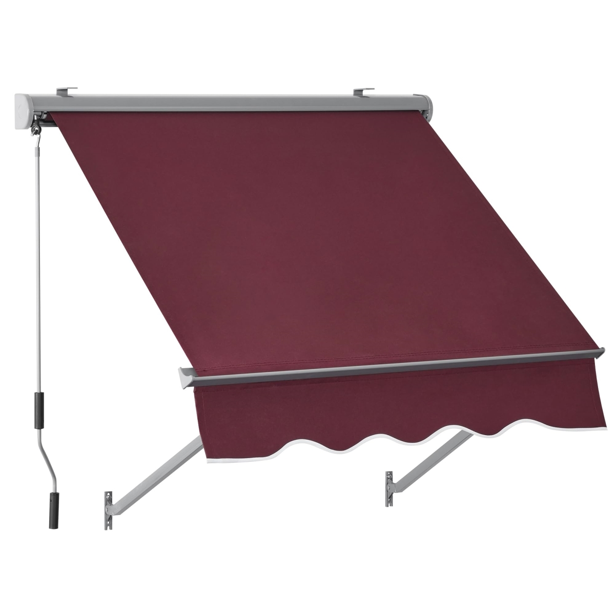 tek NT74046 50 x 55 in. MCombo Patio Window Awnings - Fully Assembled Manual Retractable Sunshade Canopy for Windows & Doors - Burgundy