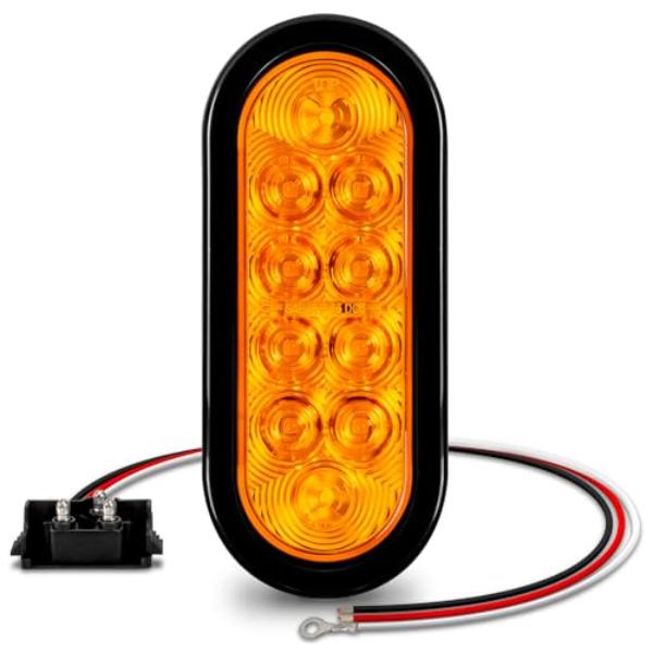 tek NT75022 6 in. True Mods Oval LED IP67 Waterproof Marine Trailer Tail Light with Grommet & Plug for Boat & Trucks - Amber