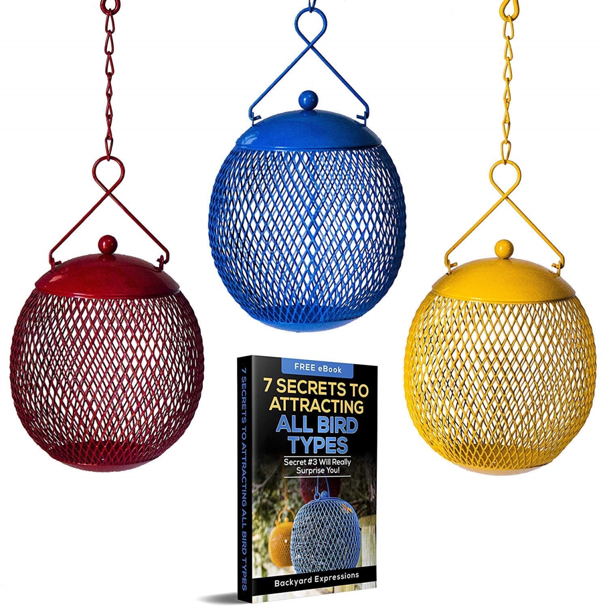 tek NT75338 Backyard Expressions Squirrel Proof Resistant Bird Feeders for Outside - Bonus E-book & Bird Attraction Audio Included - Set of 3
