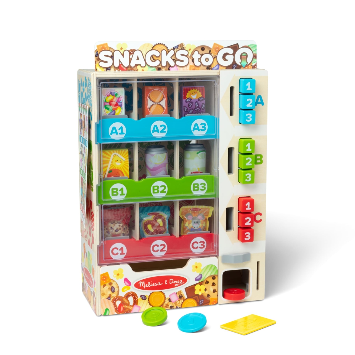 tek NT75907 UNO1RC Melissa & Doug Sort, Stock, Select Wooden Vending Machine Play Set, Wooden Toy Play Food for Boys & for Girls 3 Plus