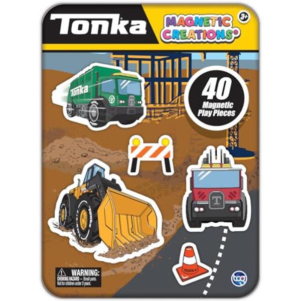 Picture of tek NT77043 TCG Toys Tonka Magnetic Creations Tin with Magnetic Play That Doubles as Storage Space&#44; Multi Color&#44; 40 Piece