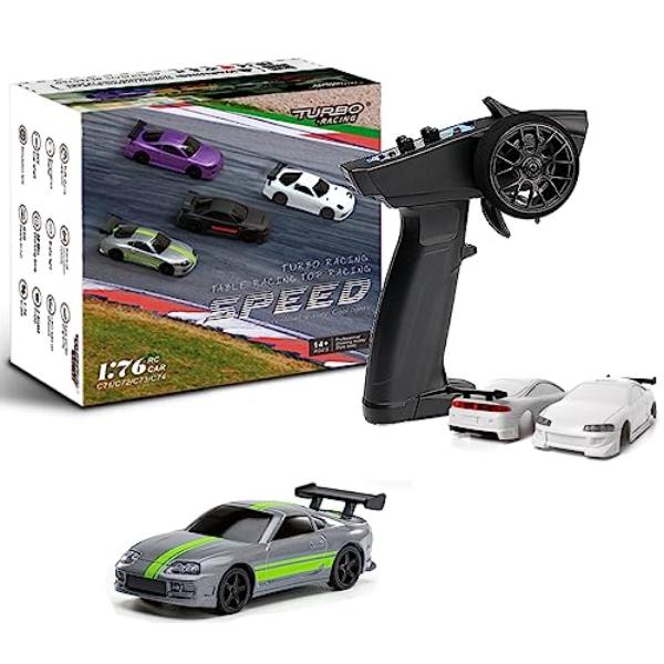 tek NT77165 UNO1RC Turbo .14 6 Scale Mini RC Car with 2.4G Remote Control Classic LED Lights Full Proportional Vehicles Models - C73-Grey