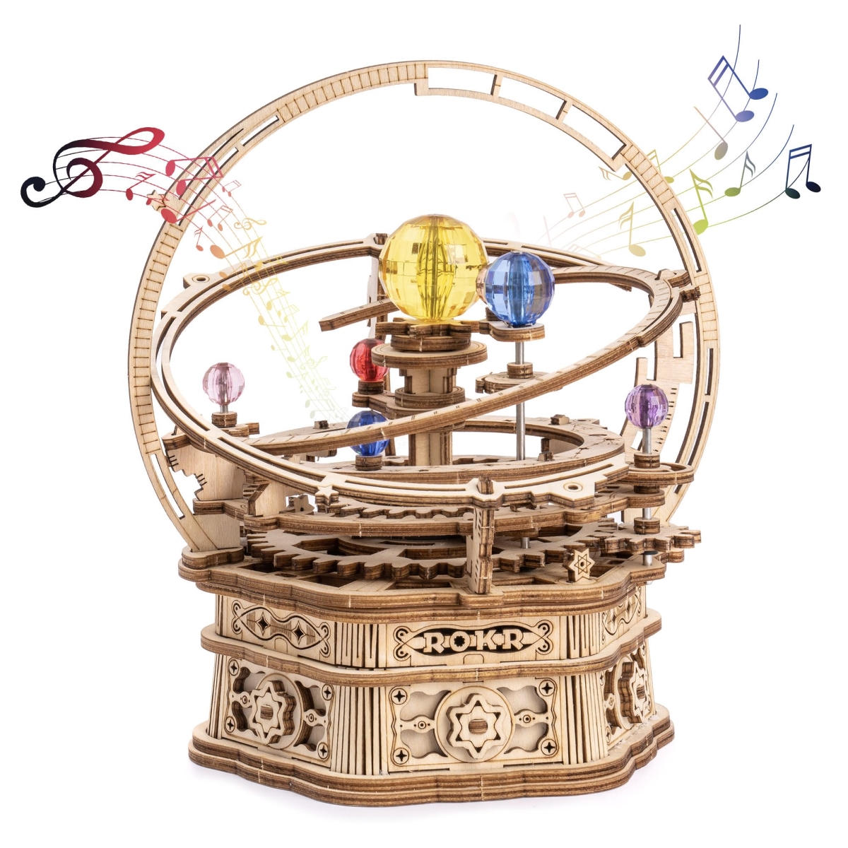 tek NT78746 ROBOTIME 3D Wooden Puzzles Model Kits for Adults Hobbies for Men, Women Rotating Starry Night Music Box AMK51