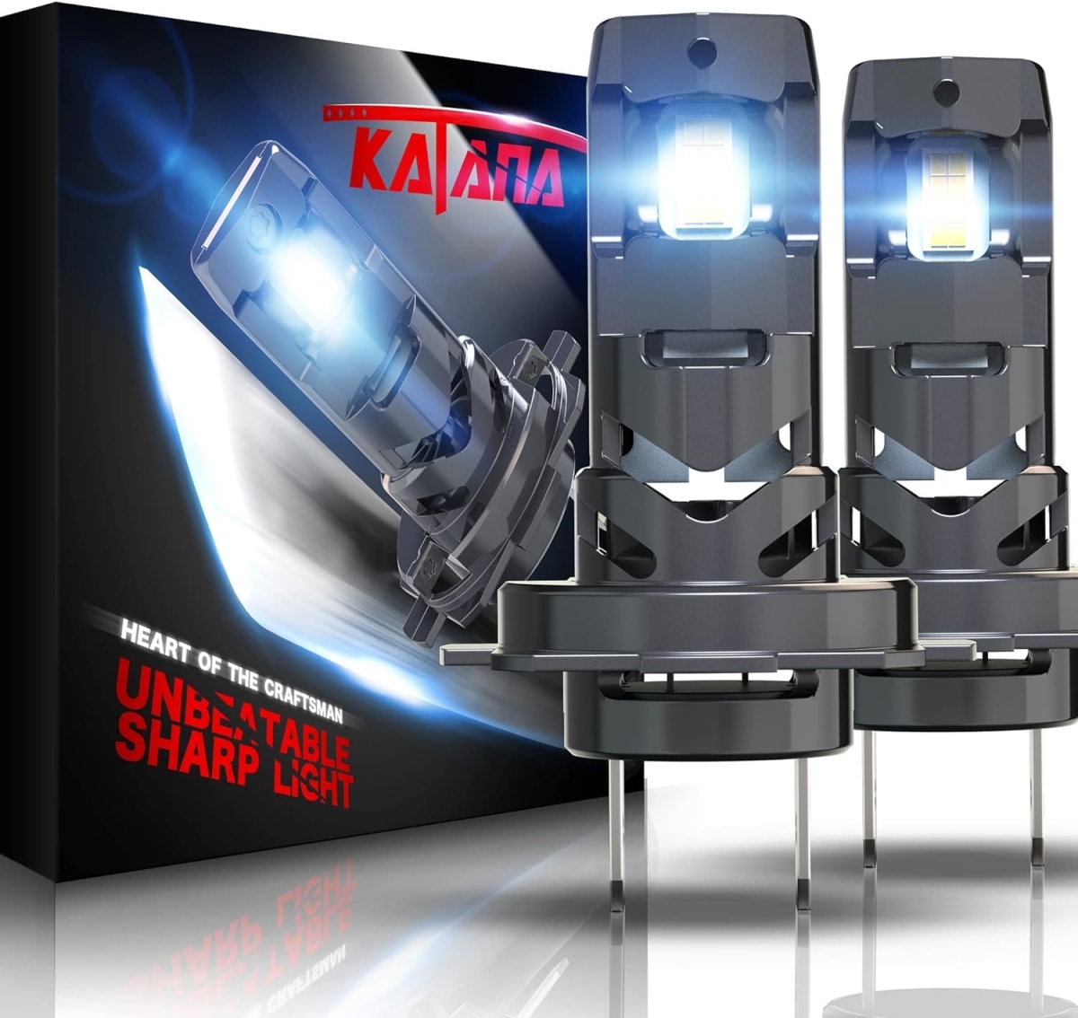 tek  UNO1RC Katana H7 Light Bulbs, H7 Bulb No Adapter Required 400 Percent Brightness 6500K White Non-polarity Plug & Play Mini Size Fog Bulb of 2