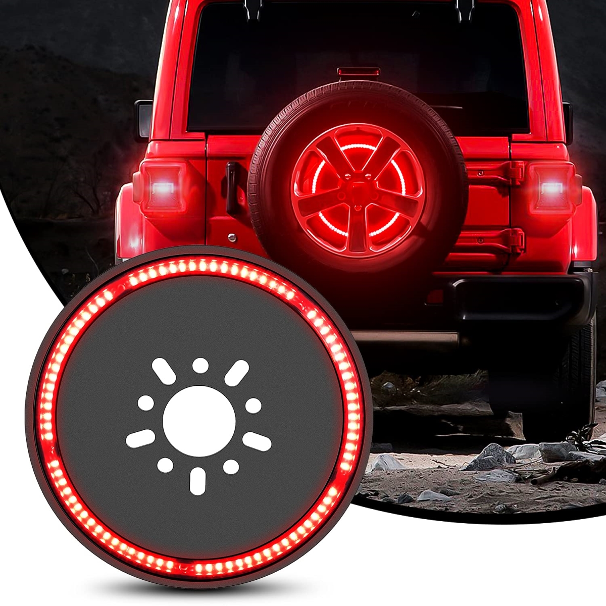 tek NT75126 Nilight Spare Tire Wheel Light - Third Brake Light for 2018-2025 Jeep Wrangler JL, JLU, JK, JKU