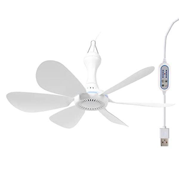 tek NT75474 USB Battery Operated Mini Small Quiet Emergency Portable Outdoor Hanging Gazebo Canopy Camping Ceiling Fan