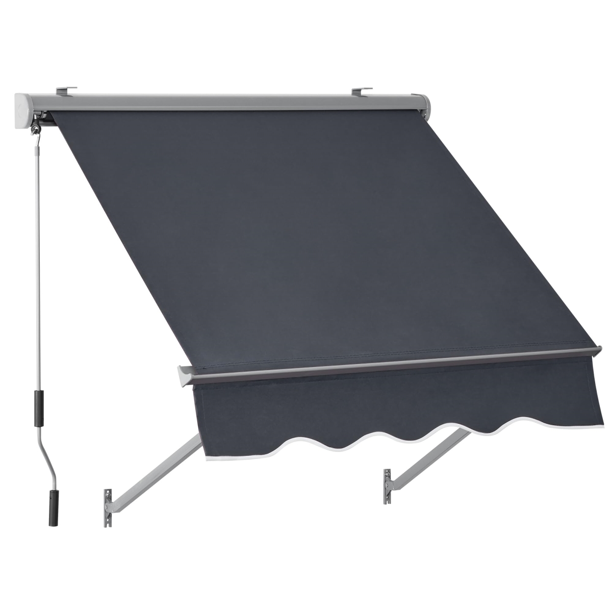 tek NT76048 65 x 80 in. MCombo Patio Window Awnings - Fully Assembled Manual Retractable Sunshade Canopy for Windows & Doors - Dark Grey