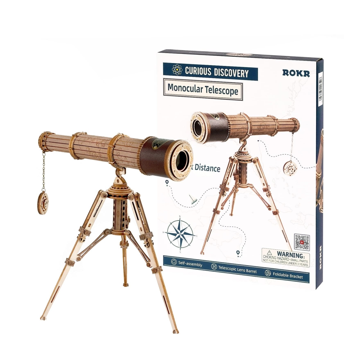tek NT76098 ROKR 3D Wooden Puzzles DIY Model Building Kits, Monocular Telescope Science Gifts for Kids & Adults