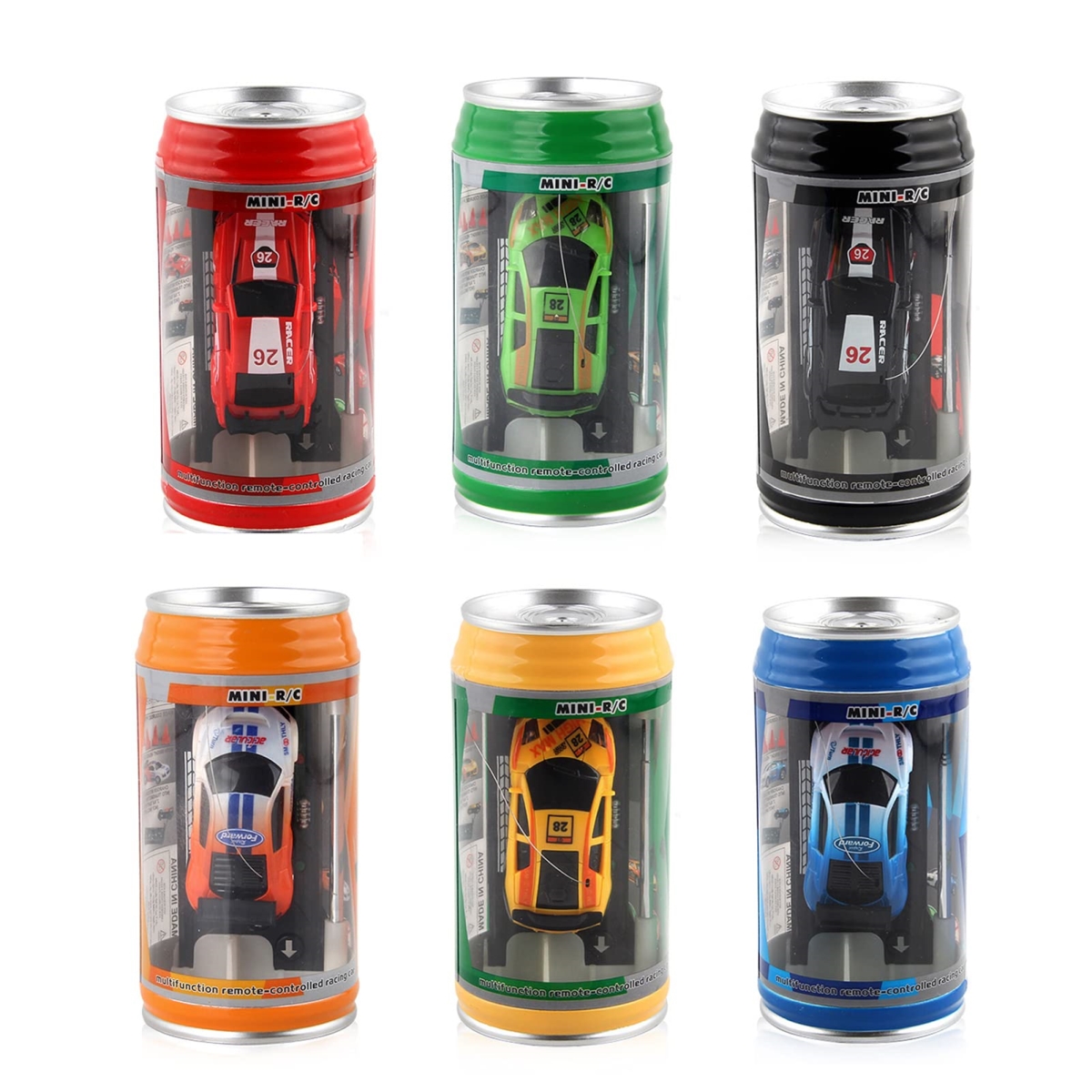 tek NT76445 UNO1RC 6 Piece Mini Remote Control Car with Roadblocks Coke Cans Design, Creative Simulation Racing Car Toy