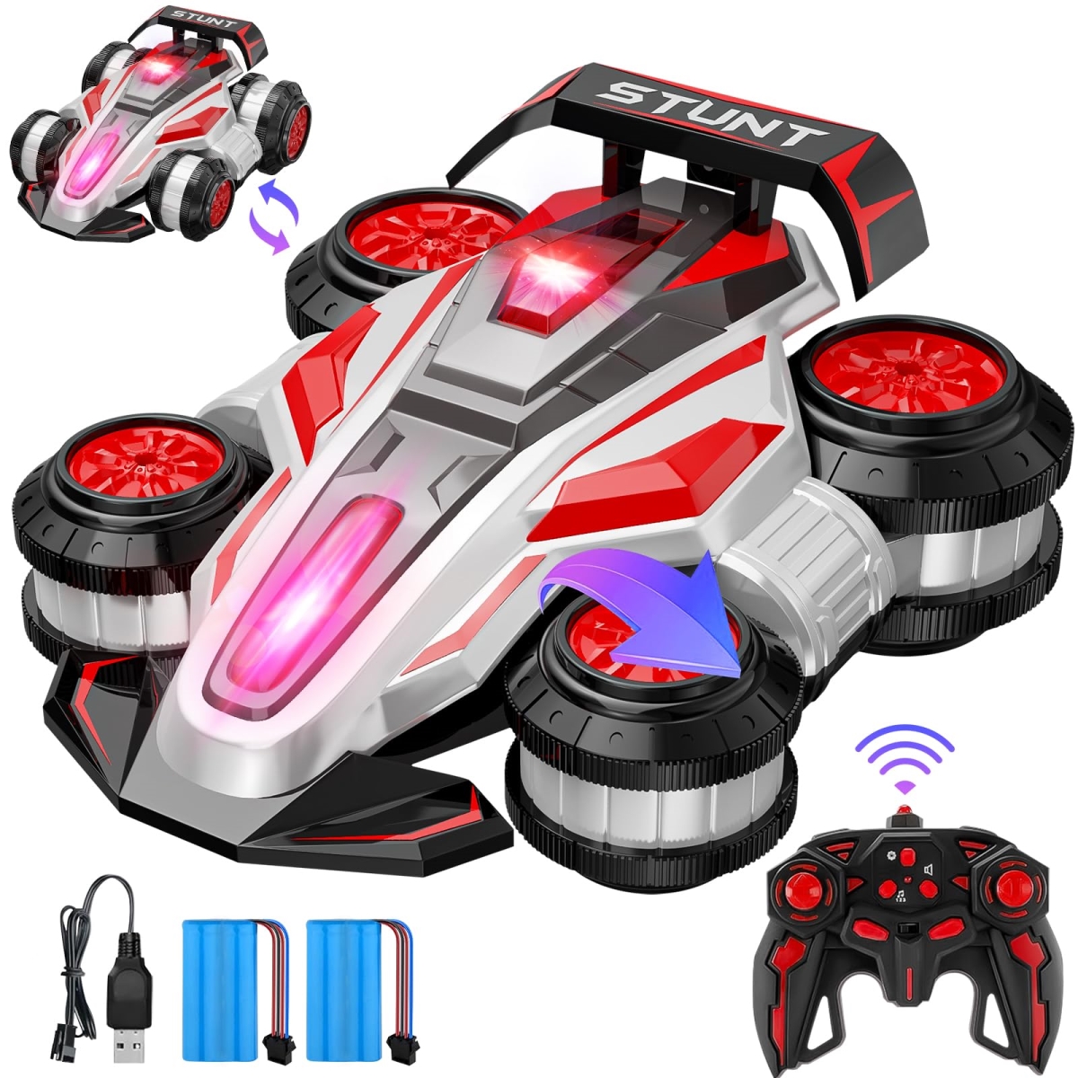 tek NT76704 UNO1RC High Speed Drift RC Morphing Stunt Car, 360 deg Rotating RC Car, 6 7 8 9 10 11 12 Year Old Boys & Girls Birthday Gift