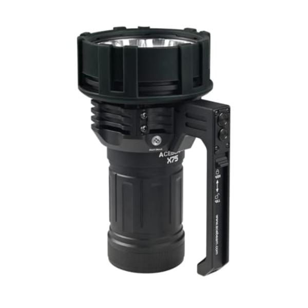 tek NT76906 ACEBEAM X75 Brightest 80,000 Lumens USB-C Fast Charging & Discharging 1-1.5H Full Charge Detachable Cooling Fan Handheld Searchlight