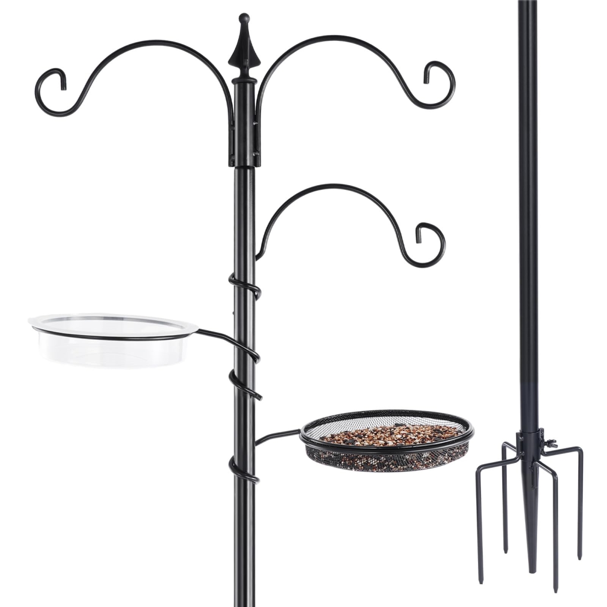 tek NT77189 Backyard Expressions 77 Wild Bird Feeder Pole with 5 Prong Base, Bird Feeding Station Kit, Stand for Outdoors Hanging - Black