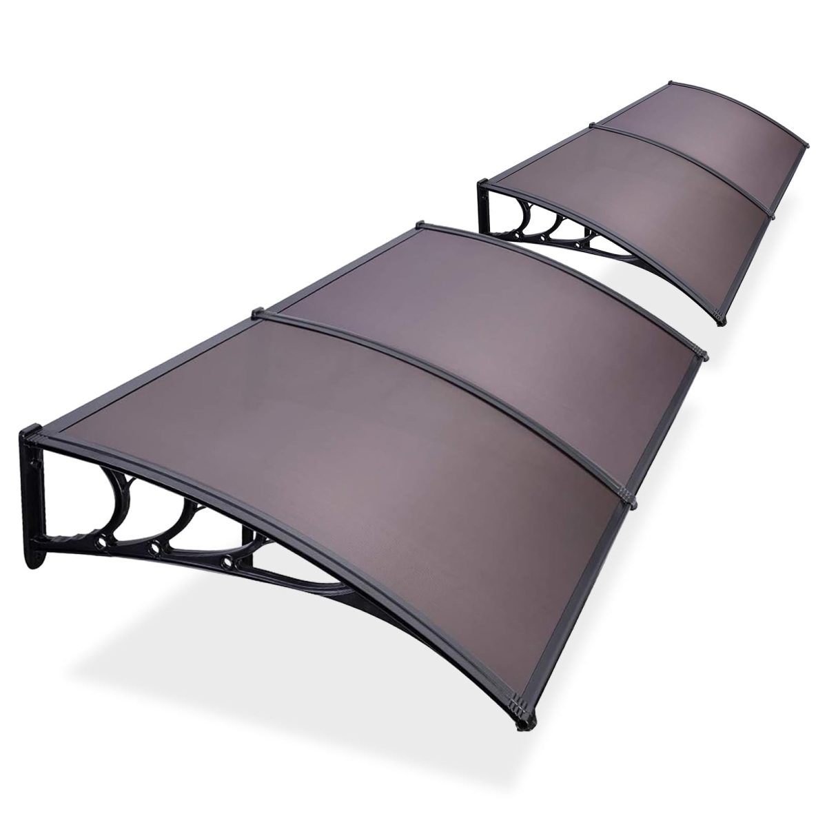 tek  80 x 40 in. Window Awning Door Canopy Exterior with Polycarbonate Cover for Sun Shutter, UV, Rain & Snow Protection, Brown - 2 Piece