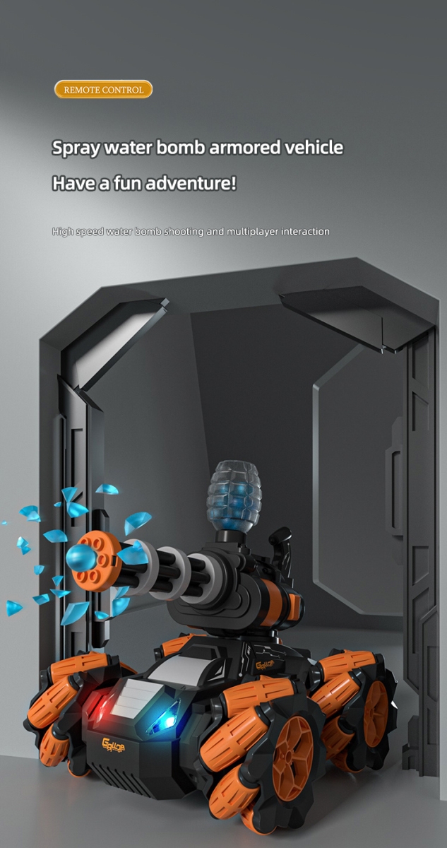 NT31880 Gesture Sensing Handle Remote Control Spray Water Bomb Armor Vehicle Toy with 3000 Water Beads & LED Lights