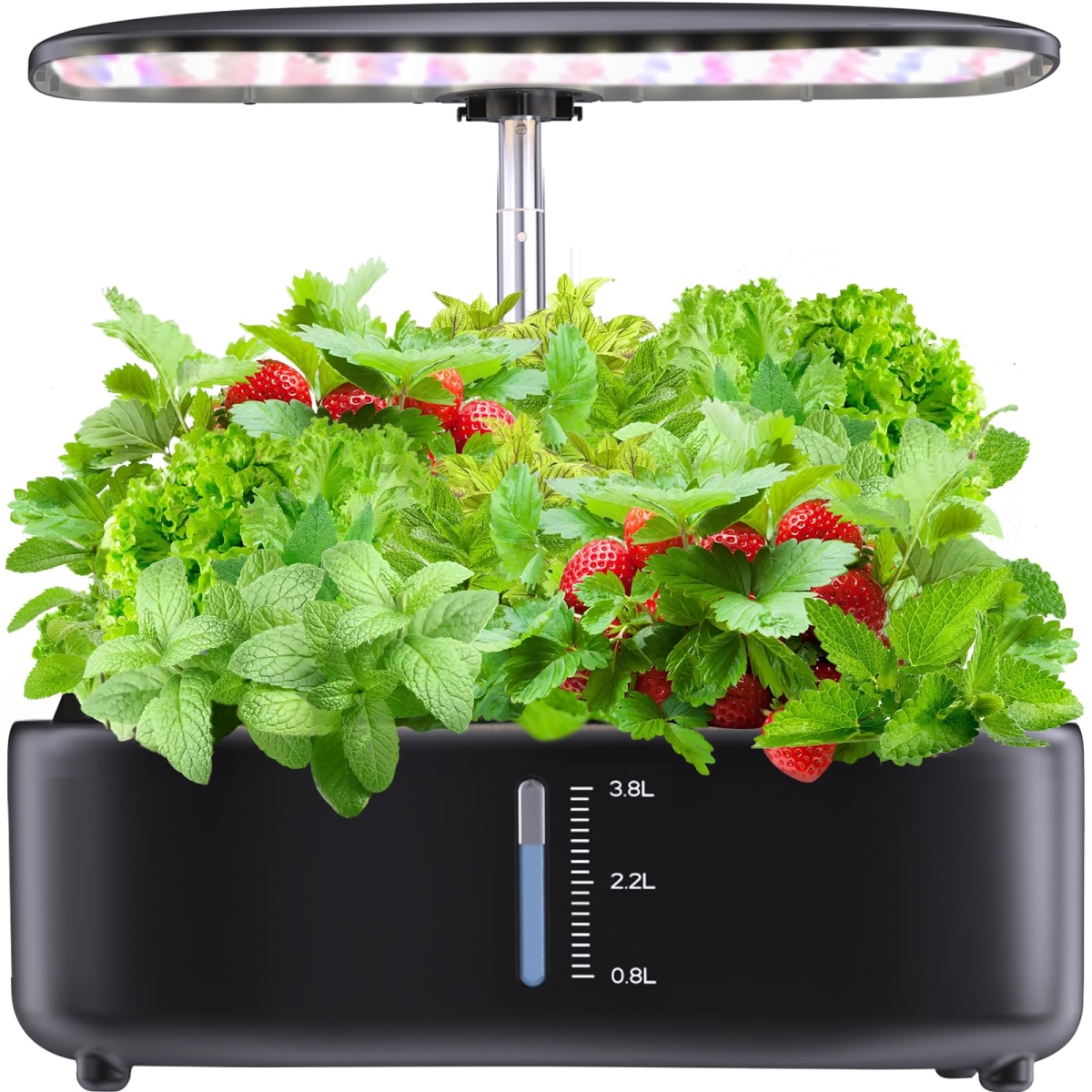 tek NT80931 Hydroponics 12 Pods Indoor Growing System Kit with LED Grow Light, Adjustable Height Up to 17 in. & Auto-Timer for Mom & Women - Black