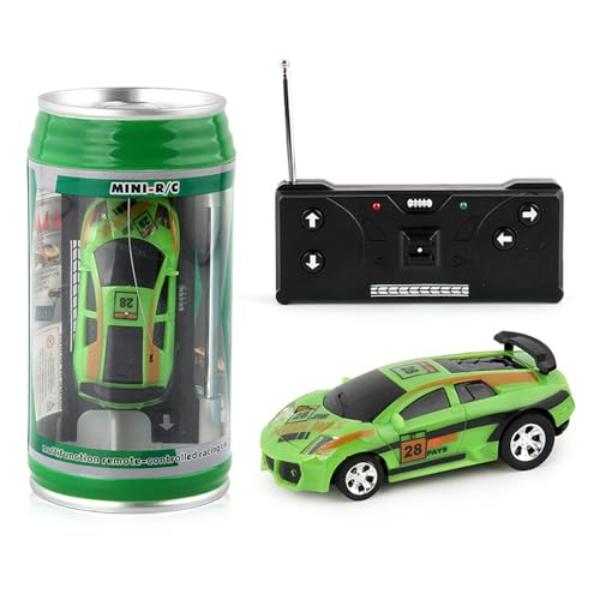 tek NT81666 UNO1RC Remote Control Mini Car with Roadblocks - Coke Cans Design RC Racing Toy for Kids, Creative Simulation Drift Car - Green