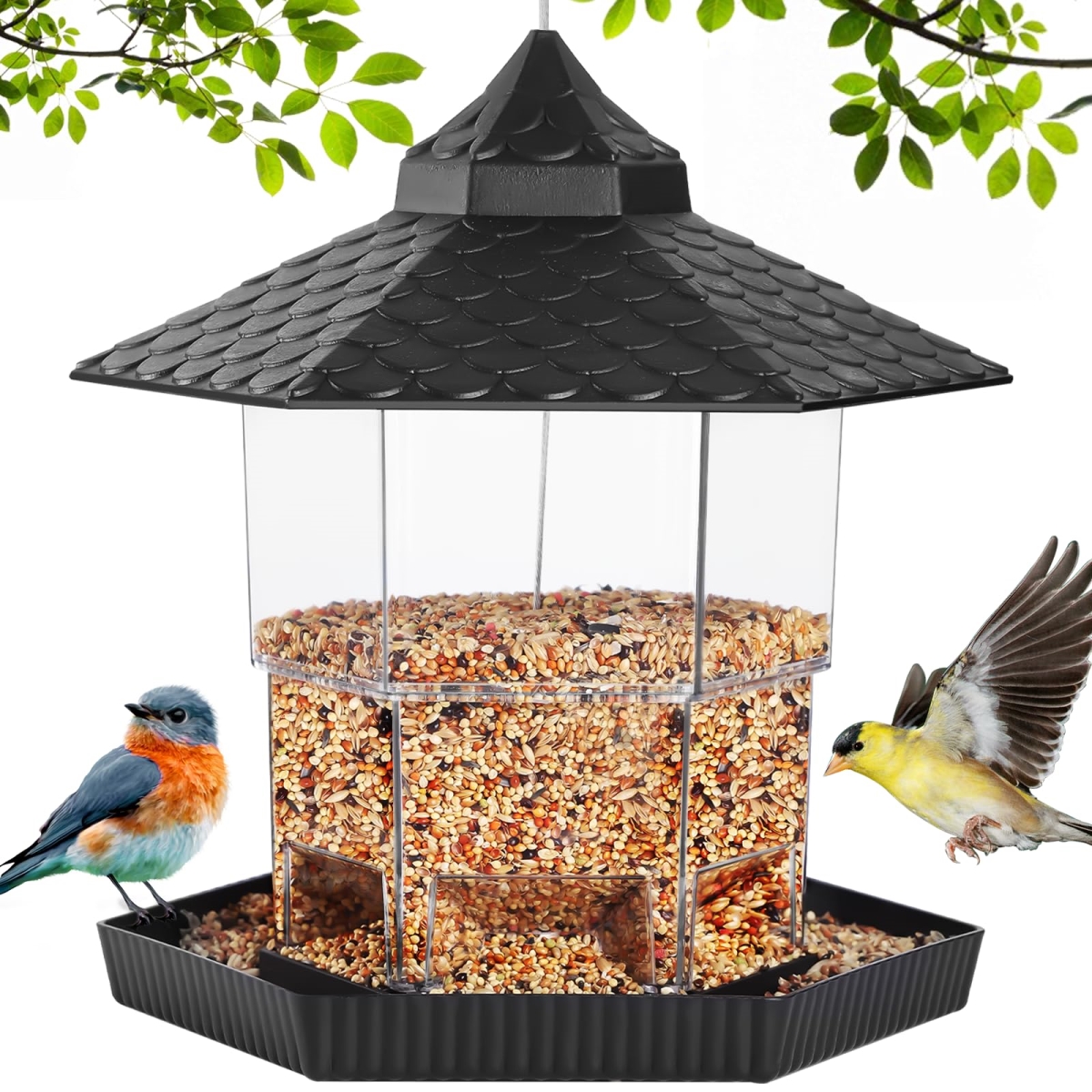 tek NT82362 Retractable Foldable Design Wild Bird Seed Feeders for Outdoors Hanging