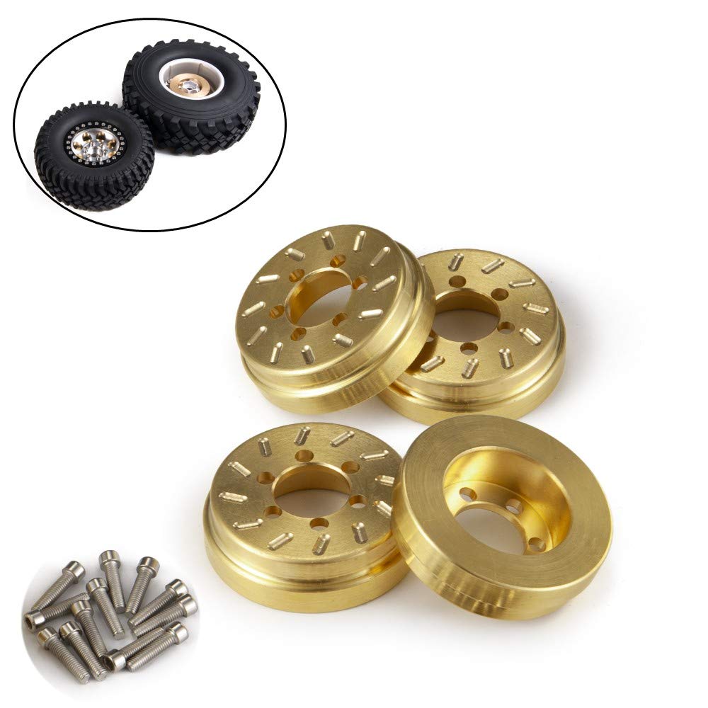 tek NT82575 UNO1RC RCLions 4 Piece Brass RC Wheel Weight Block Counterweight Upgrade Parts for 1.9 & 2.2 in. Beadlock Wheels Rims .1 RC Crawler Car