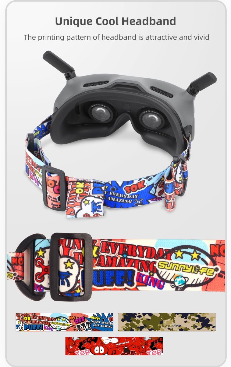 NT31924 Head Strap, Headband for DJI FPV & Goggles 2 V2 Adjustable Colorful Battery Strap