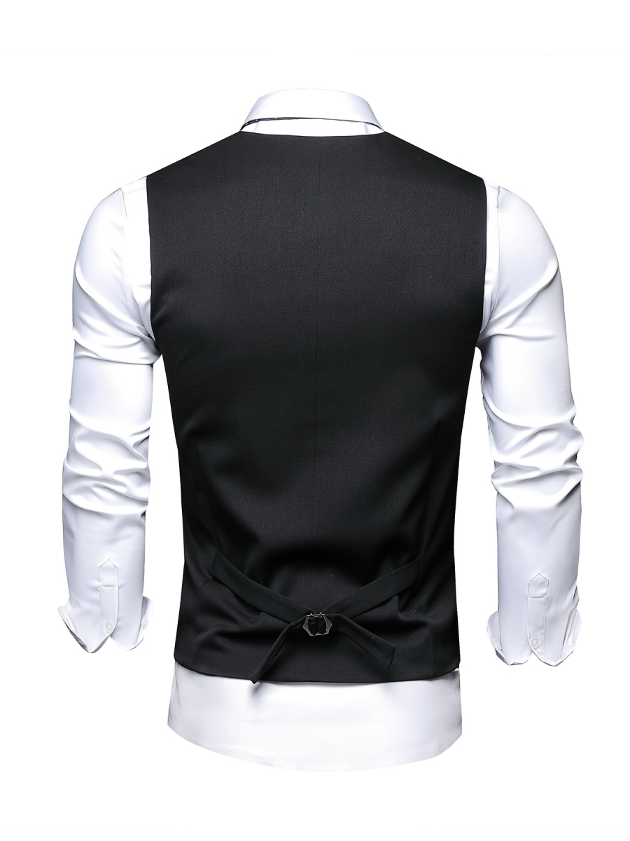 NT32063 Plus Size Button Front Waistcoat V-Neck Wedding Oversized Mens Formal Business Vest Jacket Suit