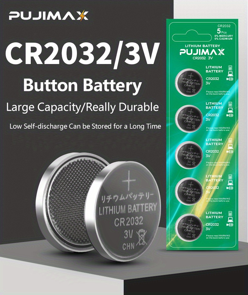 NT32081 3V Mini Button Batteries DL2032 ECR2032 GPCR2032 Cell Coin Lithium Battery for Watch Electronic Toy - 5 Piece