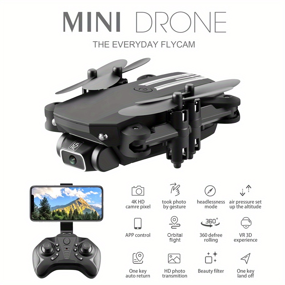 NT32086 Mini 4K 1080P HD Camera Wi-Fi FPV Air Pressure Altitude Hold Black & Gray Foldable Quadcopter Remote Controlled Drone Toy for Kids -  netjett