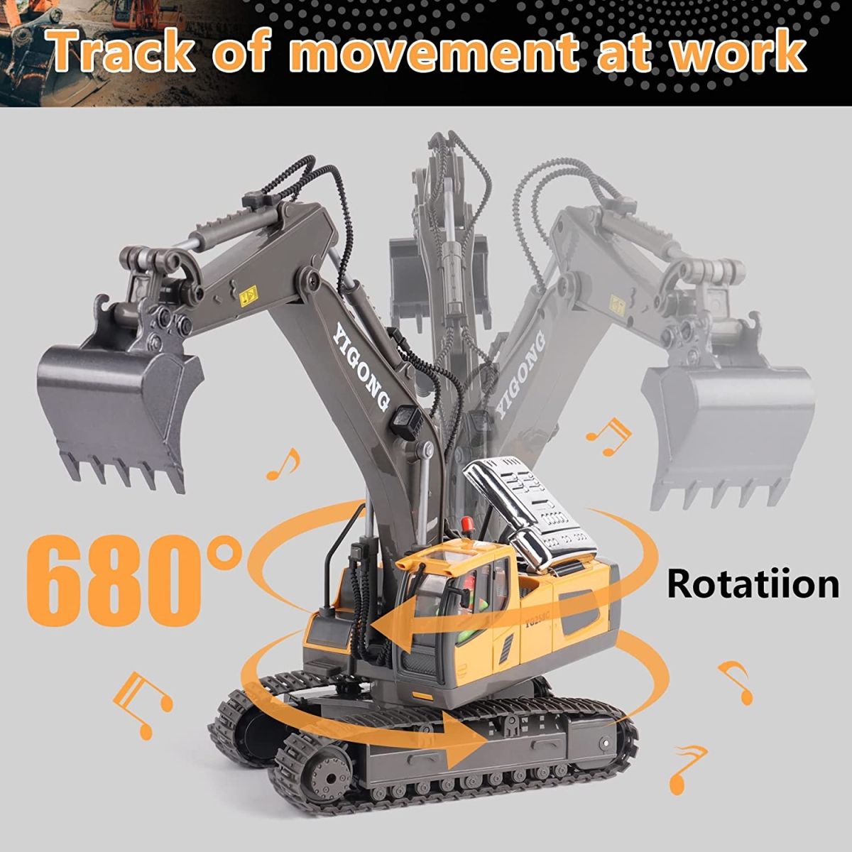 NT30821 11-Channel Alloy Remote Control Excavator Large Digging Engineering Vehicle for Boys & Childrens