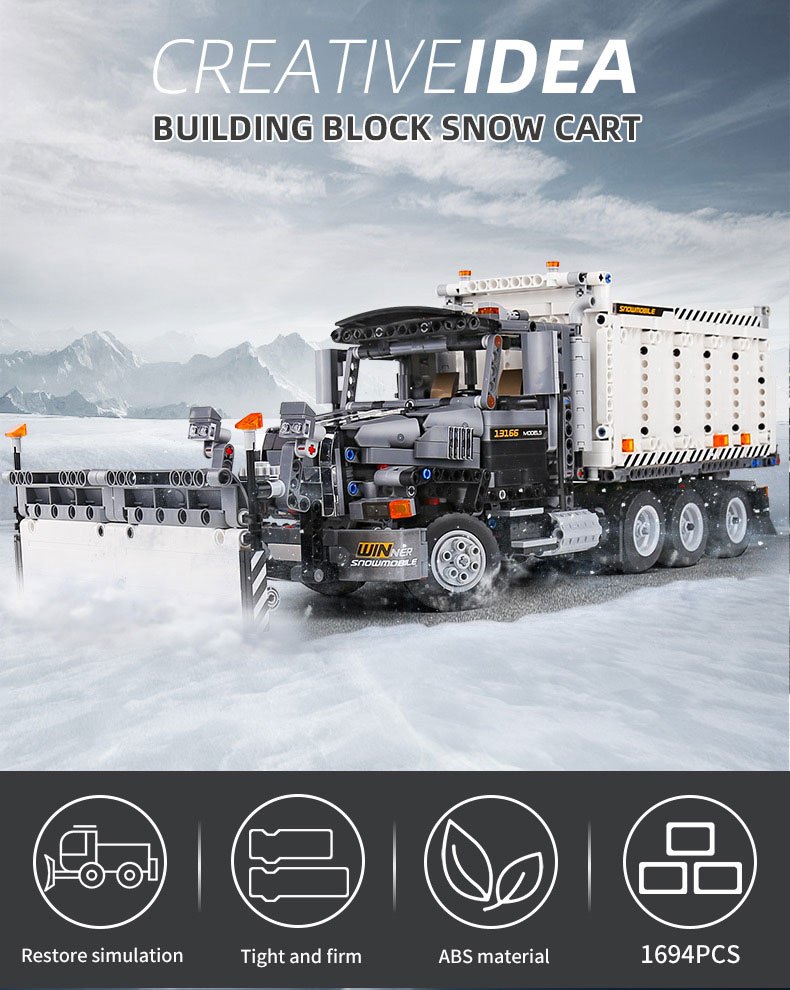 NT30843 Mould King Technical MOC-29800 Bricks Snowplow Truck Model Building Block, 1694 Piece
