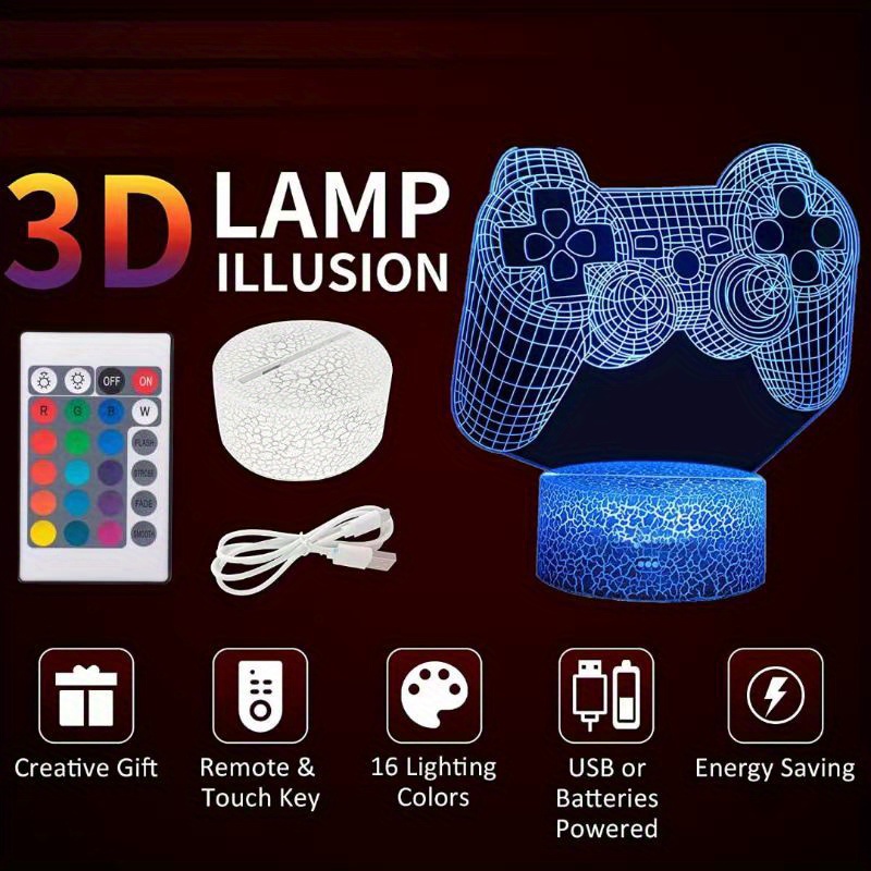 NT30864 3D Game Console Illusion Lamp with Remote Control Gamepad Toy