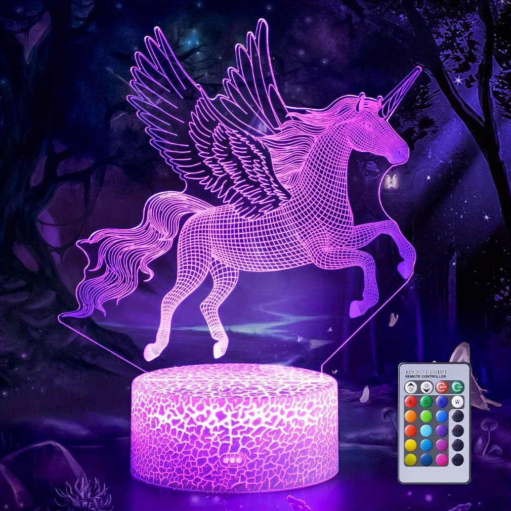 NT30866 3D Illusion Lamp Unicorn 3D Flying Unicorn Night Light