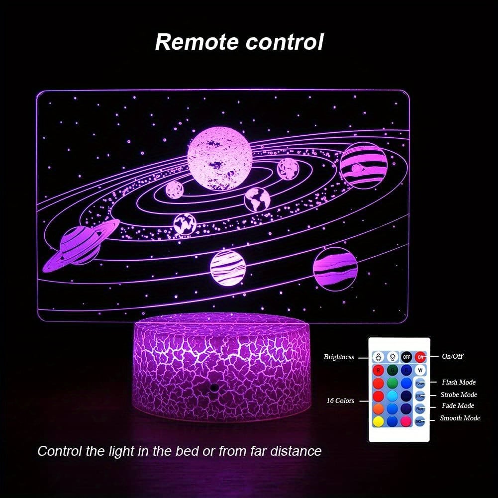 NT30869 3D Universe Colorful Touch Night Light, 16 Colors Remote Control