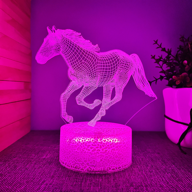 NT30886 6.22 x 5.78 in. Creative 3D Galloping Horse Shape USB Atmosphere Desk Night Light with Touch Button