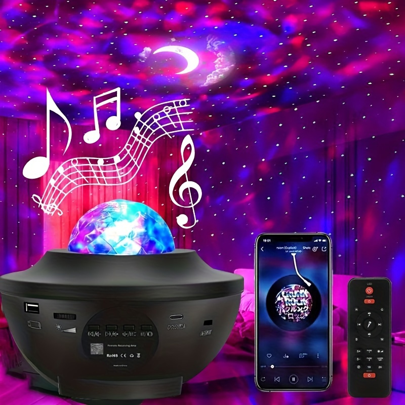 NT30898 Moon Star Nebula Wave Galaxy Projector Starry Night Light Projector with Music Speaker -  netjett