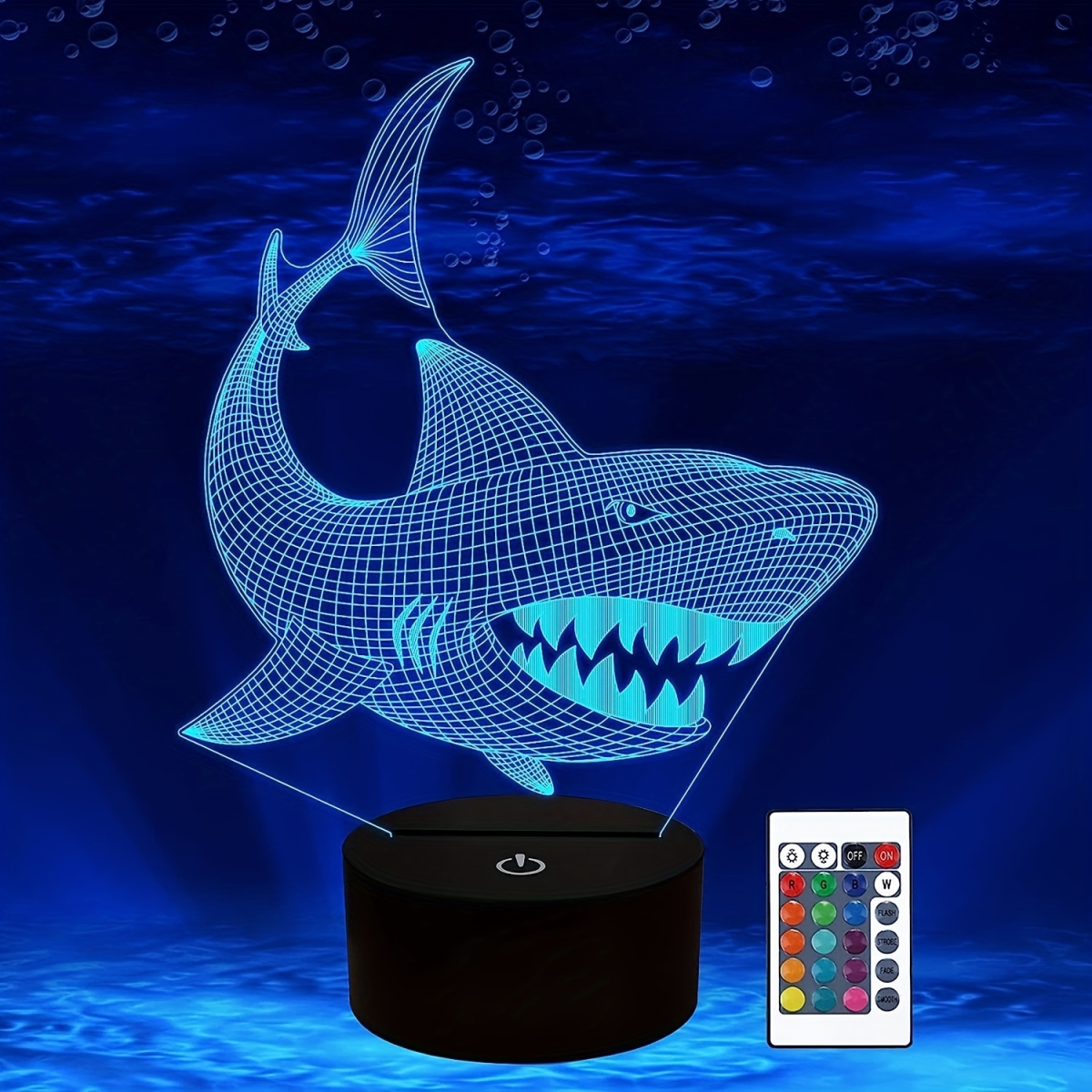 NT30935 Animal Touch Desk Shark 3D Illusion Night Light, 16 Colors