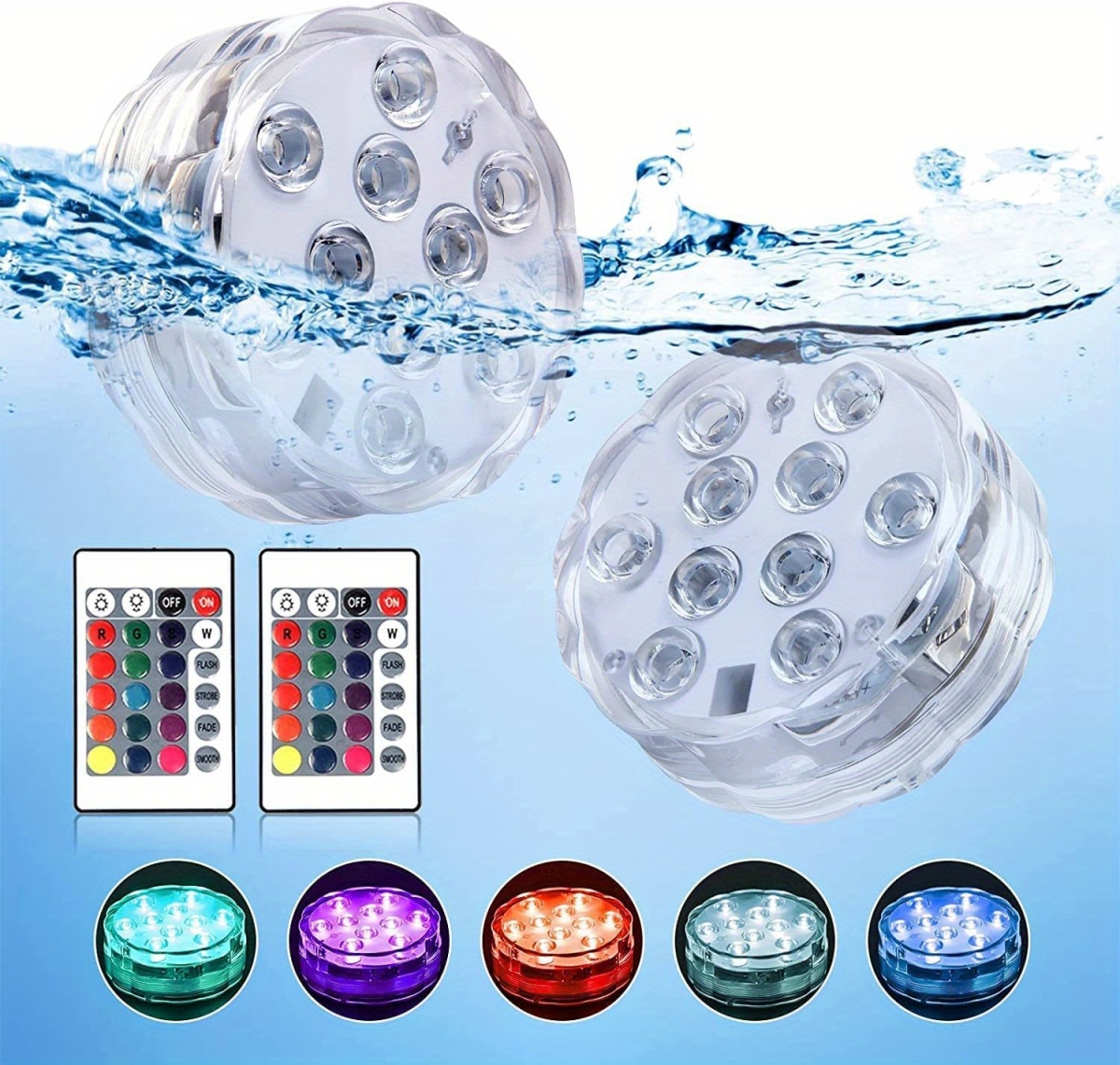 NT30940 Diving LED Submersible Pool Lights with Magnets & Suction Cups