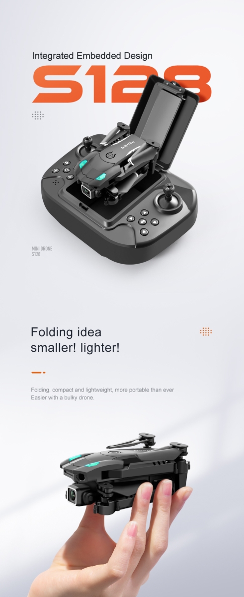 Three-sided Obstacle Avoidance Fixed Height Professional Foldable Remote Controlled Quadcopter Helicopter Mini Drone with Dual Camera & 3 Batteries