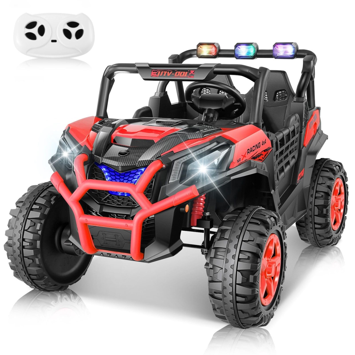 NT83816 Hikole 24V Ride On Car Truck with Remote Control, 2 Seater Kids UTV, 4x200W Motors, LED Lights, Spring Suspension, Red
