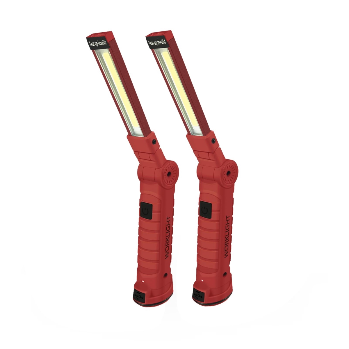 NT83987 Portable Rechargeable Work Lights with Magnetic Base & 360 Deg Rotation, COB LED 800 Lumens, Foldable Inspection Light - Pack of 2