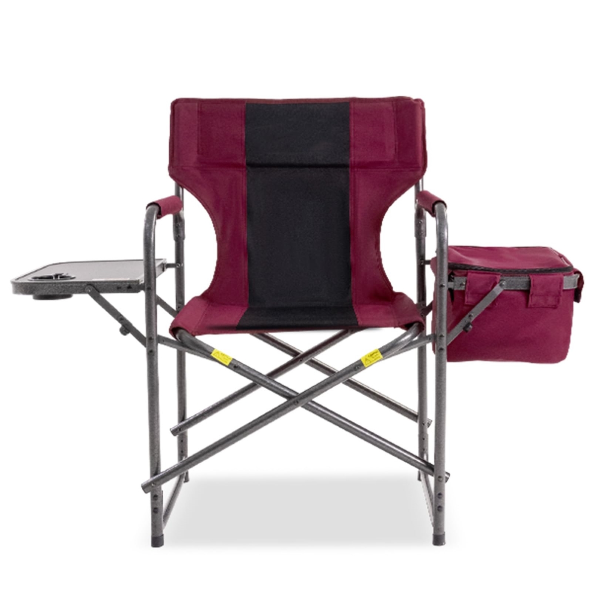 NT84243 Director Camping Chair with Cooler Bag & Foldable Side Tray - 400 lbs Heavy Duty Outdoor Chair - Wine & Red