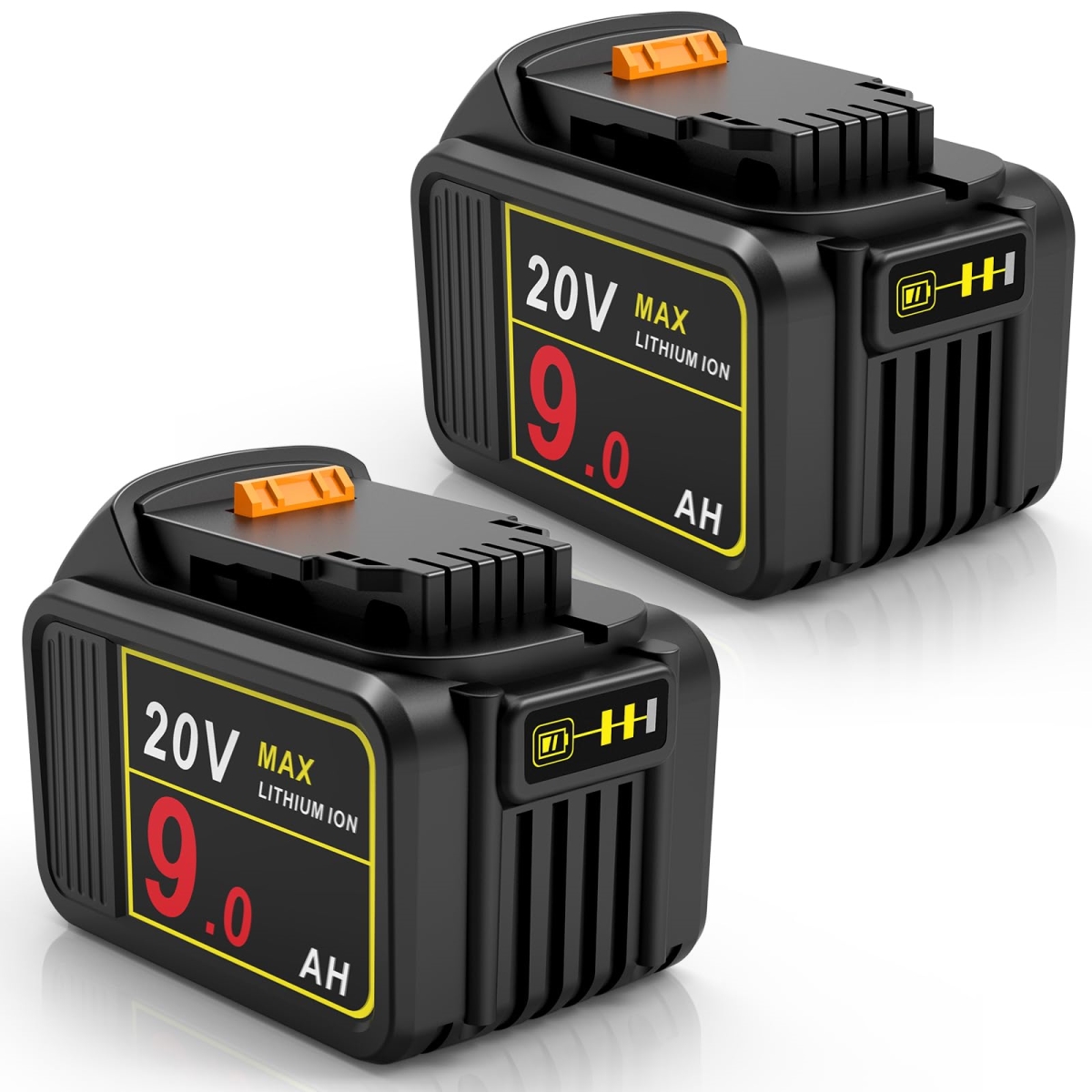 NT84456 TREE.NB 9000 mAh 20V Battery Replacement for Dewalt Cordless Tools with LED Indicator - Pack of 2