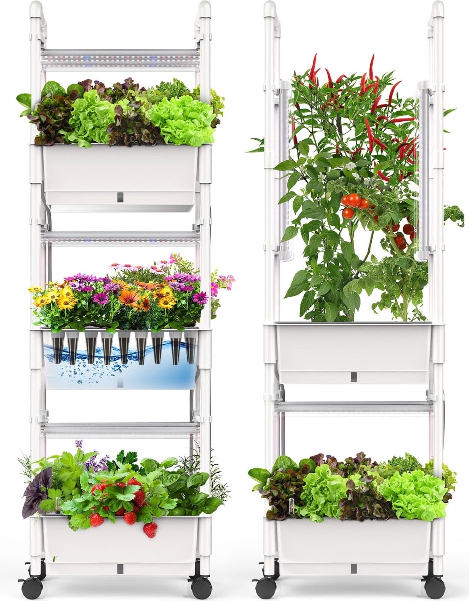NT84487 Hydroponics Growing System-AOONEG 28 Pods Indoor Herb Garden with LED Grow Light
