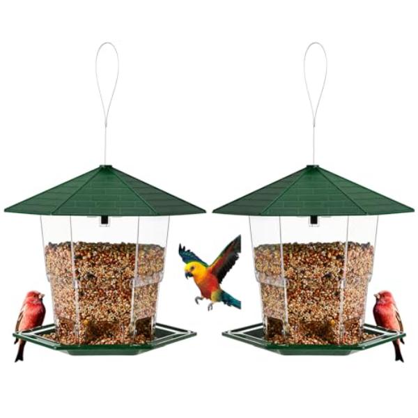 NT84512 Bird Feeders for Outdoors, Green - Pack of 2