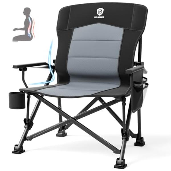 NT84758 EVER ADVANCED Oversized Folding Camping Chair with Adjustable Lumbar Support for Outside