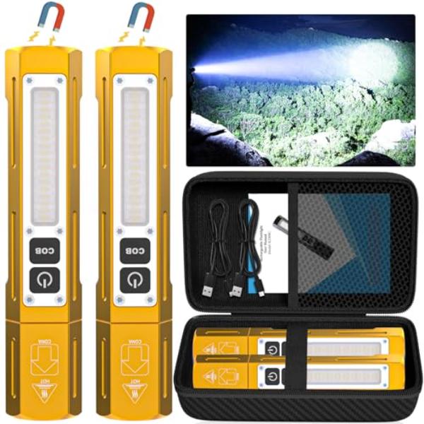 NT84777 Rechargeable Flashlights High Lumens - Super Bright Small Pocket Magnetic Flashlight, 8 Modes LED Tactical Flash Light - Yellow & Gold