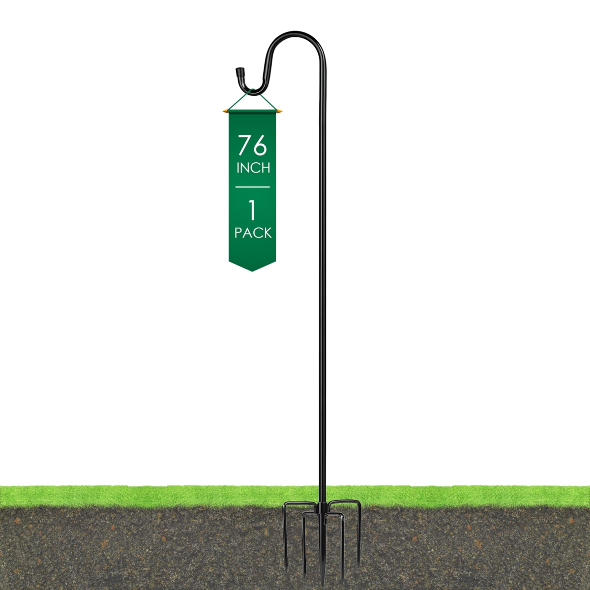 NT84890 Ottsuls Shepherd Hooks with 5 Prongs Base - 76 in. Adjustable Bird Feeder Pole for Outdoor Hanging